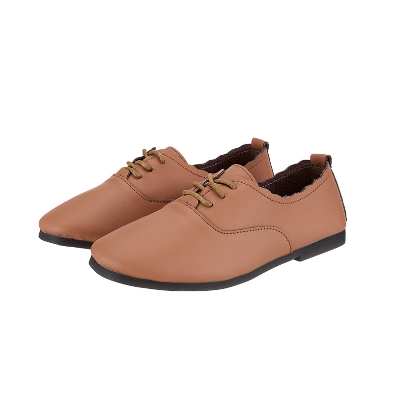AMP5012 Leather Lace Up Flat Ballerinas