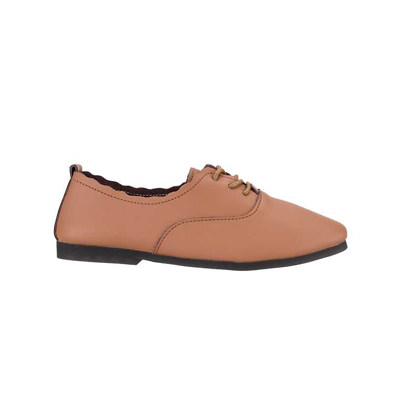 AMP5012 Leather Lace Up Flat Ballerinas